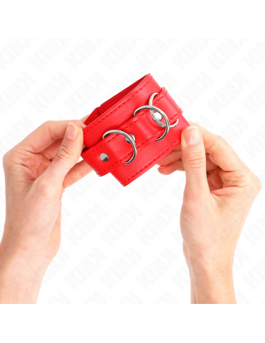 KINK - MUÃEQUERAS CON 3 ANILLAS EN D AJUSTABLE ROJO 17.5-25 CM X 6 CM