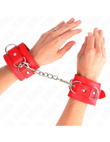 KINK - MUÃEQUERAS CON 3 ANILLAS EN D AJUSTABLE ROJO 17.5-25 CM X 6 CM