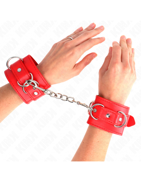 KINK - MUÃEQUERAS CON 3 ANILLAS EN D AJUSTABLE ROJO 17.5-25 CM X 6 CM