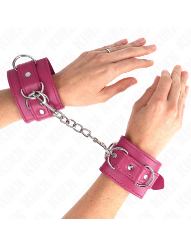 KINK - MUÃEQUERAS CON 3 ANILLAS EN D AJUSTABLE ROSA 17.5-25 CM X 6 CM