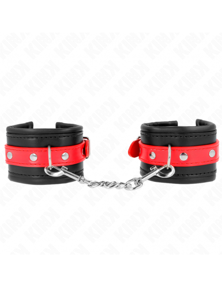 KINK - MUÃEQUERAS NEGRO CON CORREA ROJO AJUSTABLE 17-28 CM X 6 CM