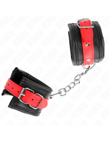 KINK - MUÃEQUERAS NEGRO CON CORREA ROJO AJUSTABLE 17-28 CM X 6 CM