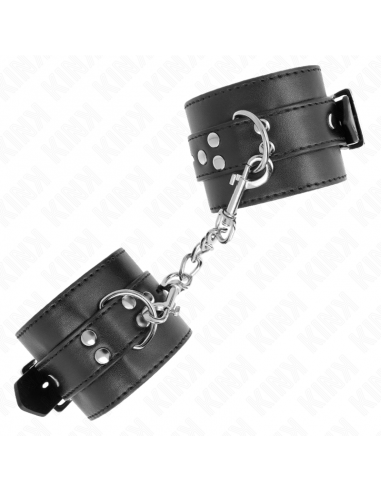 KINK - MUÃEQUERAS NEGRO CON CORREA NEGRO AJUSTABLE 17-28 CM X 6 CM