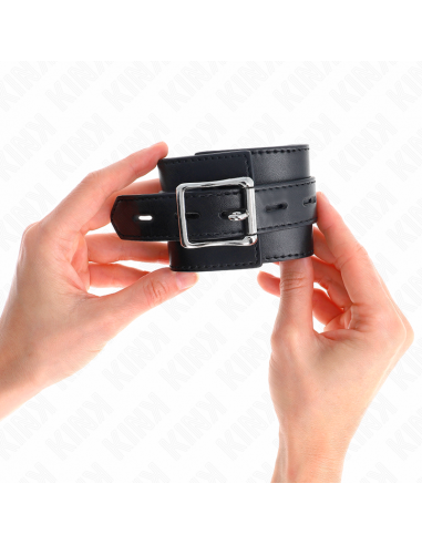 KINK - MUÃEQUERAS NEGRO CON CORREA NEGRO AJUSTABLE 17-28 CM X 6 CM
