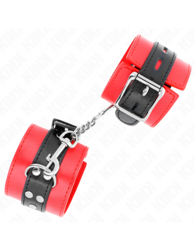 KINK - MUÃEQUERAS ROJO CON CORREA NEGRO AJUSTABLE 17-28 CM X 6 CM