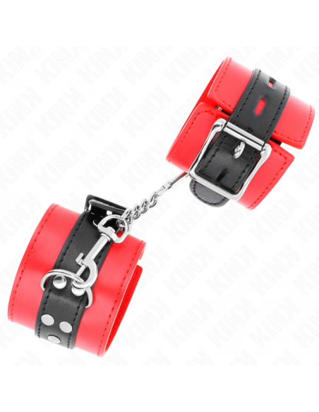 KINK - MUÃEQUERAS ROJO CON CORREA NEGRO AJUSTABLE 17-28 CM X 6 CM