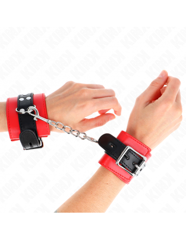 KINK - MUÃEQUERAS ROJO CON CORREA NEGRO AJUSTABLE 17-28 CM X 6 CM