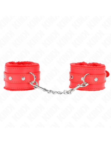 KINK - MUÃEQUERAS FORRADAS PREMIUM ROJO CON CORREA ROJO AJUSTABLE 17-29 CM X 6 CM