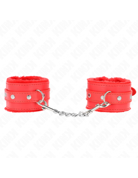KINK - MUÃEQUERAS FORRADAS PREMIUM ROJO CON CORREA ROJO AJUSTABLE 17-29 CM X 6 CM