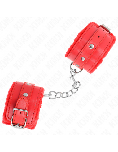 KINK - MUÃEQUERAS FORRADAS PREMIUM ROJO CON CORREA ROJO AJUSTABLE 17-29 CM X 6 CM