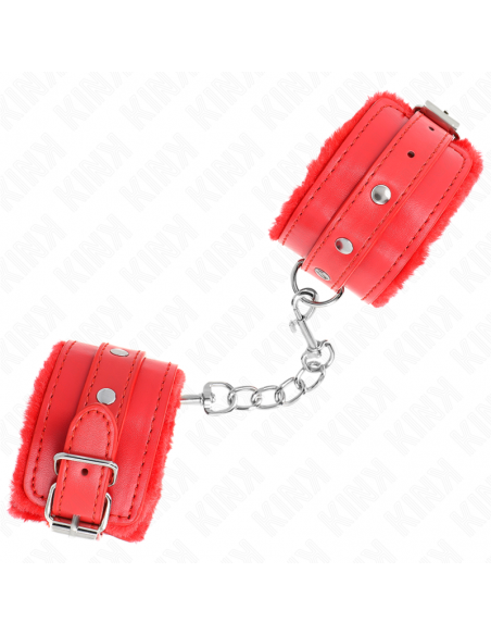 KINK - MUÃEQUERAS FORRADAS PREMIUM ROJO CON CORREA ROJO AJUSTABLE 17-29 CM X 6 CM