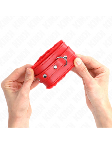 KINK - MUÃEQUERAS FORRADAS PREMIUM ROJO CON CORREA ROJO AJUSTABLE 17-29 CM X 6 CM