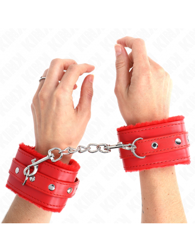 KINK - MUÃEQUERAS FORRADAS PREMIUM ROJO CON CORREA ROJO AJUSTABLE 17-29 CM X 6 CM