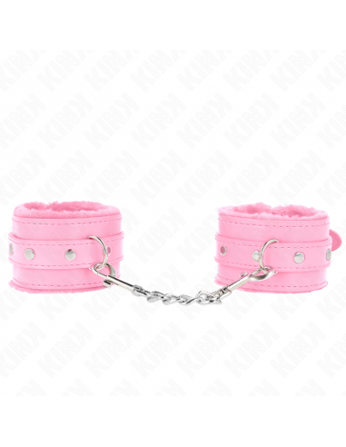 KINK - MUÃEQUERAS FORRADAS PREMIUM ROSA CON CORREA ROSA AJUSTABLE 17-29 CM X 6 CM
