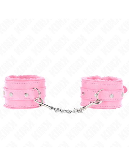 KINK - MUÃEQUERAS FORRADAS PREMIUM ROSA CON CORREA ROSA AJUSTABLE 17-29 CM X 6 CM