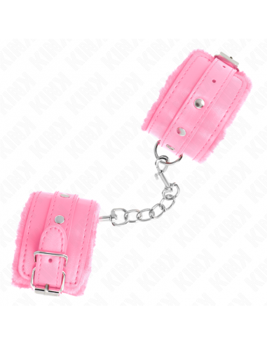 KINK - MUÃEQUERAS FORRADAS PREMIUM ROSA CON CORREA ROSA AJUSTABLE 17-29 CM X 6 CM
