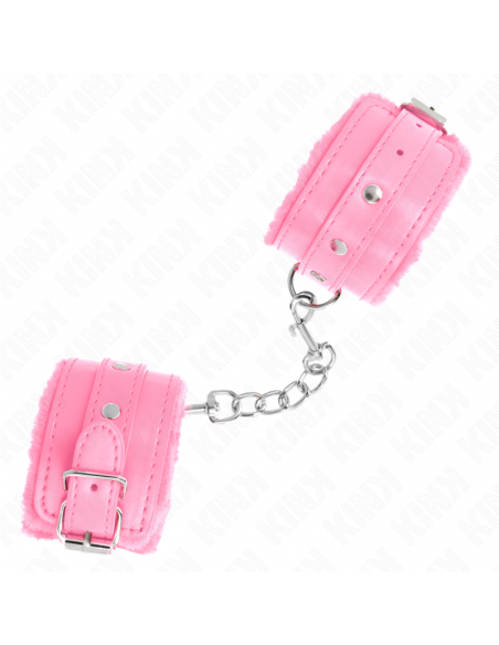 KINK - MUÃEQUERAS FORRADAS PREMIUM ROSA CON CORREA ROSA AJUSTABLE 17-29 CM X 6 CM