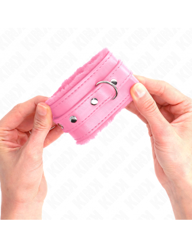 KINK - MUÃEQUERAS FORRADAS PREMIUM ROSA CON CORREA ROSA AJUSTABLE 17-29 CM X 6 CM