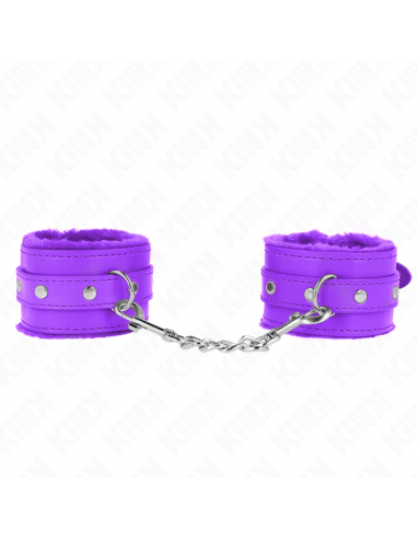 KINK - MUÃEQUERAS FORRADAS PREMIUM VIOLETA CON CORREA VIOLETA AJUSTABLE 17-29 CM X 6 CM