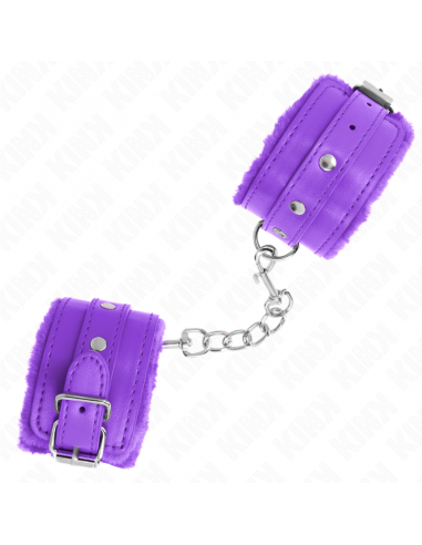 KINK - MUÃEQUERAS FORRADAS PREMIUM VIOLETA CON CORREA VIOLETA AJUSTABLE 17-29 CM X 6 CM