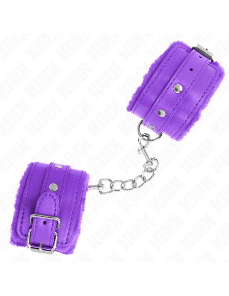 KINK - MUÃEQUERAS FORRADAS PREMIUM VIOLETA CON CORREA VIOLETA AJUSTABLE 17-29 CM X 6 CM