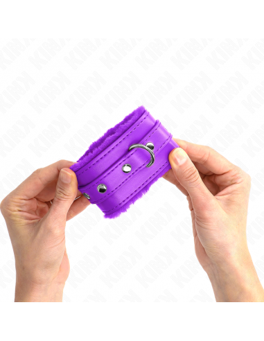 KINK - MUÃEQUERAS FORRADAS PREMIUM VIOLETA CON CORREA VIOLETA AJUSTABLE 17-29 CM X 6 CM