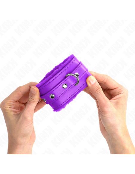 KINK - MUÃEQUERAS FORRADAS PREMIUM VIOLETA CON CORREA VIOLETA AJUSTABLE 17-29 CM X 6 CM