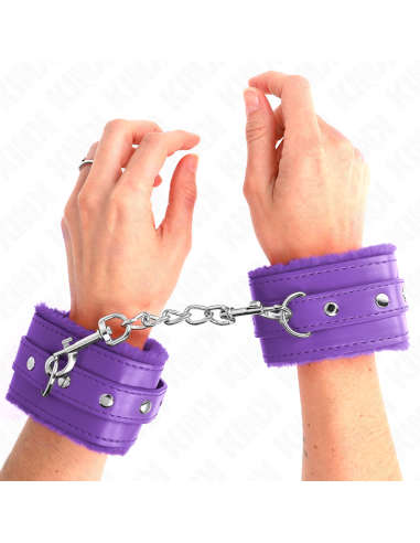 KINK - MUÃEQUERAS FORRADAS PREMIUM VIOLETA CON CORREA VIOLETA AJUSTABLE 17-29 CM X 6 CM