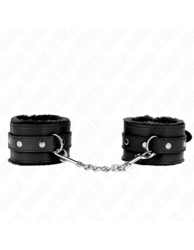 KINK - MUÃEQUERAS FORRADAS PREMIUM NEGRO CON CORREA NEGRO AJUSTABLE 17-29 CM X 6 CM