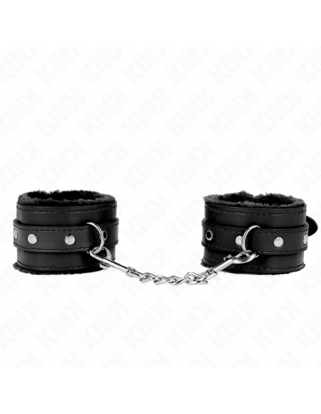 KINK - MUÃEQUERAS FORRADAS PREMIUM NEGRO CON CORREA NEGRO AJUSTABLE 17-29 CM X 6 CM
