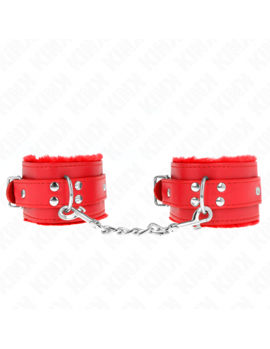 KINK - MUÃEQUERAS FORRADAS ROJO CON CORREA ROJO AJUSTABLE 20-29 CM X 5.5 CM