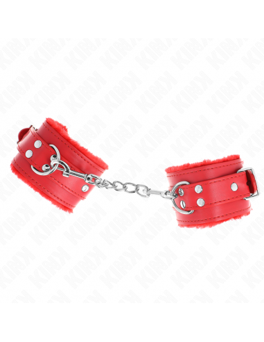 KINK - MUÃEQUERAS FORRADAS ROJO CON CORREA ROJO AJUSTABLE 20-29 CM X 5.5 CM