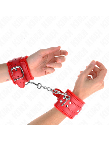 KINK - MUÃEQUERAS FORRADAS ROJO CON CORREA ROJO AJUSTABLE 20-29 CM X 5.5 CM