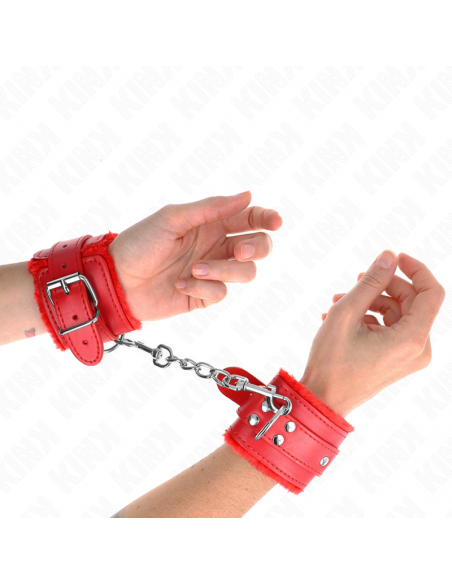 KINK - MUÃEQUERAS FORRADAS ROJO CON CORREA ROJO AJUSTABLE 20-29 CM X 5.5 CM