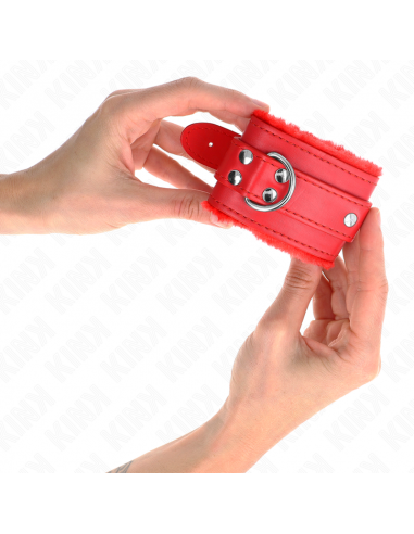 KINK - MUÃEQUERAS FORRADAS ROJO CON CORREA ROJO AJUSTABLE 20-29 CM X 5.5 CM