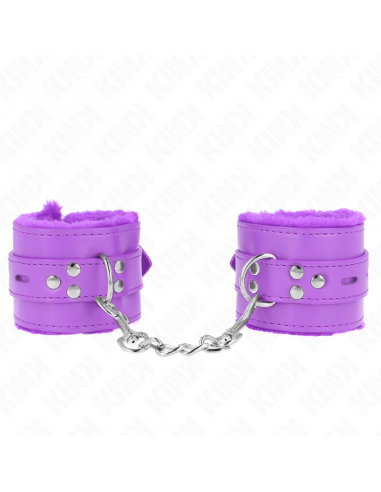 KINK - MUÃEQUERAS FORRADAS CON AGUJEROS CUADRADOS VIOLETA Y CORREA VIOLETA AJUSTABLE 17-29 CM X 6 CM