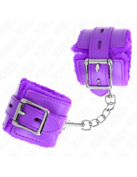 KINK - MUÃEQUERAS FORRADAS CON AGUJEROS CUADRADOS VIOLETA Y CORREA VIOLETA AJUSTABLE 17-29 CM X 6 CM