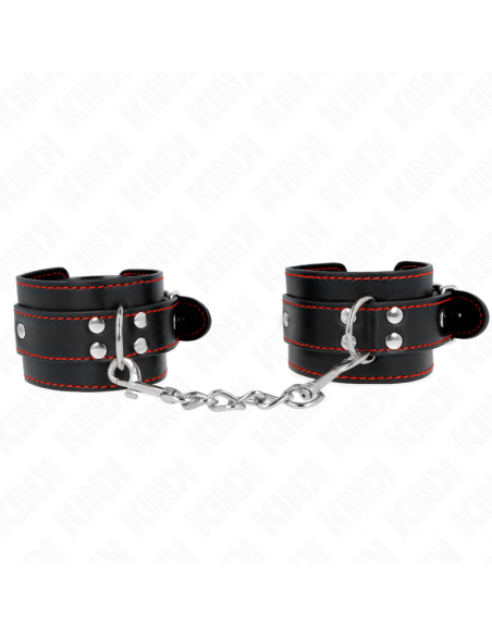 KINK - MUÃEQUERAS NEGRO CON DETALLES EN ROJO AJUSTABLE 20-28 CM X 5.5 CM