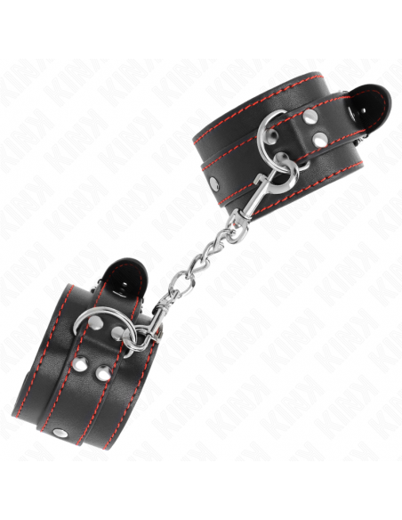 KINK - MUÃEQUERAS NEGRO CON DETALLES EN ROJO AJUSTABLE 20-28 CM X 5.5 CM