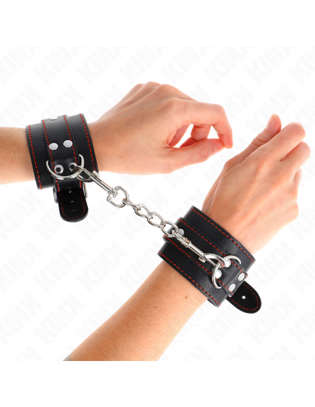 KINK - MUÃEQUERAS NEGRO CON DETALLES EN ROJO AJUSTABLE 20-28 CM X 5.5 CM