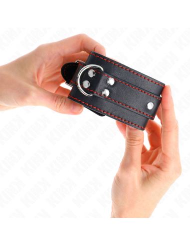 KINK - MUÃEQUERAS NEGRO CON DETALLES EN ROJO AJUSTABLE 20-28 CM X 5.5 CM