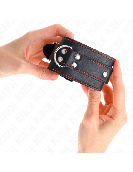 KINK - MUÃEQUERAS NEGRO CON DETALLES EN ROJO AJUSTABLE 20-28 CM X 5.5 CM