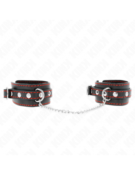 KINK - MUÃEQUERAS PEQUEÃA NEGRO CON DETALLES EN ROJO AJUSTABLE 14-24 CM X 3.5 CM