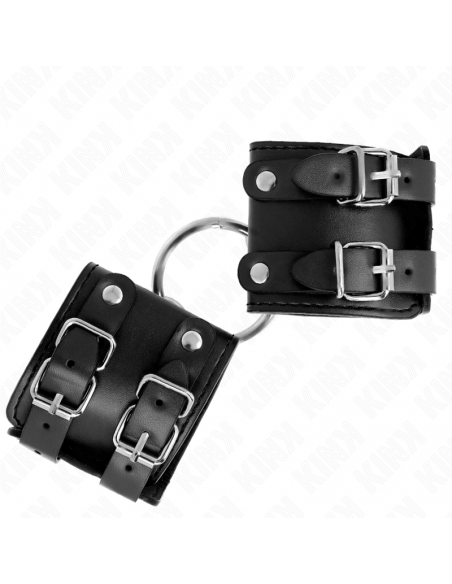 KINK - MUÃEQUERAS FIJAS CON ANILLA Y TACHUELAS NEGRO AJUSTABLE 17-22 CM X 6.5 CM