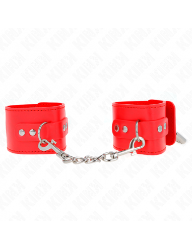 KINK - MUÃEQUERAS CON CIERRE CANDADO ROJO AJUSTABLE 16-23 CM X 5.5 CM