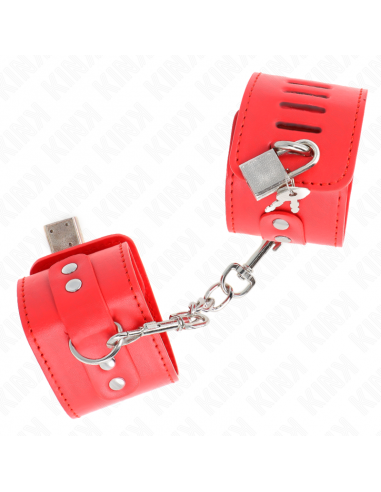 KINK - MUÃEQUERAS CON CIERRE CANDADO ROJO AJUSTABLE 16-23 CM X 5.5 CM
