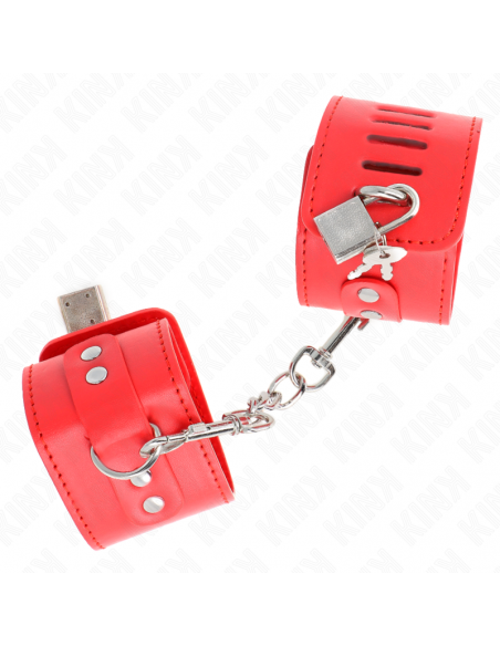 KINK - MUÃEQUERAS CON CIERRE CANDADO ROJO AJUSTABLE 16-23 CM X 5.5 CM