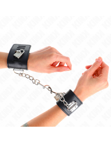 KINK - MUÃEQUERAS CON CIERRE CANDADO NEGRO AJUSTABLE 16-23 CM X 5.5 CM