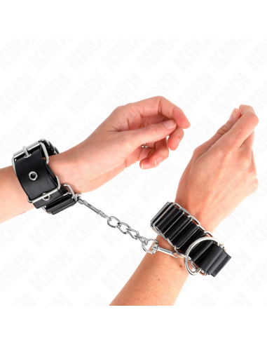 KINK - MUÃEQUERAS FINAS EN FORMA DE BISAGRA NEGRO AJUSTABLE 16-22 CM X 3.5 CM