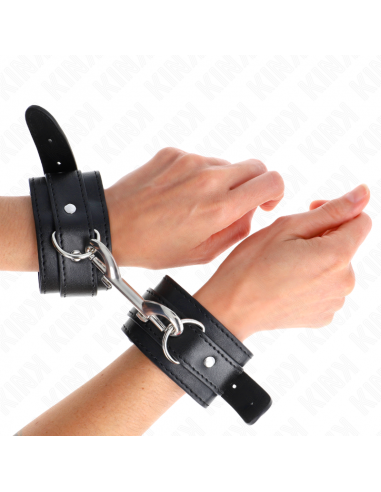KINK - MUÃEQUERAS SIMPLES CON FILA DE REMACHES NEGRO AJUSTABLE 17-28 CM X 5 CM